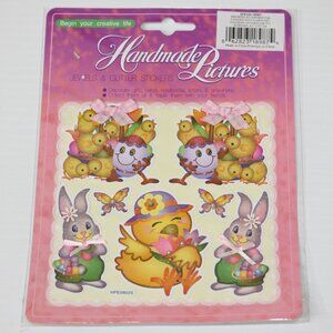 Handmade Pictures Jewel & Glitter Easter Bunny & Chick Stickers NEW in Package